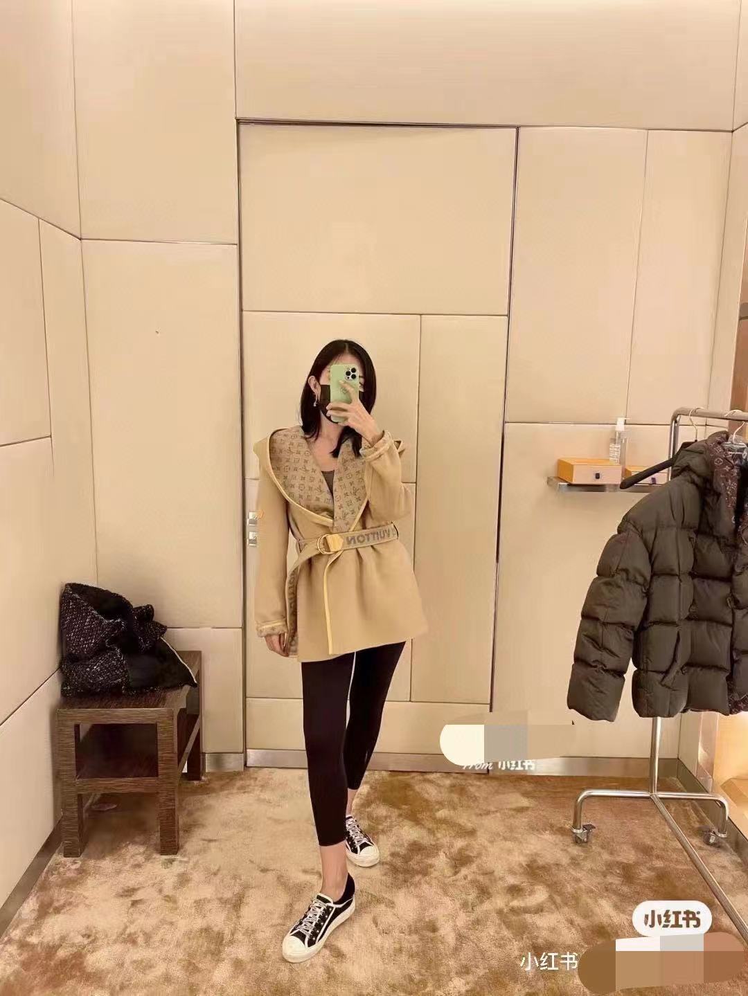 LOUIS VUITTON Belted Short Wrap Pea Coat